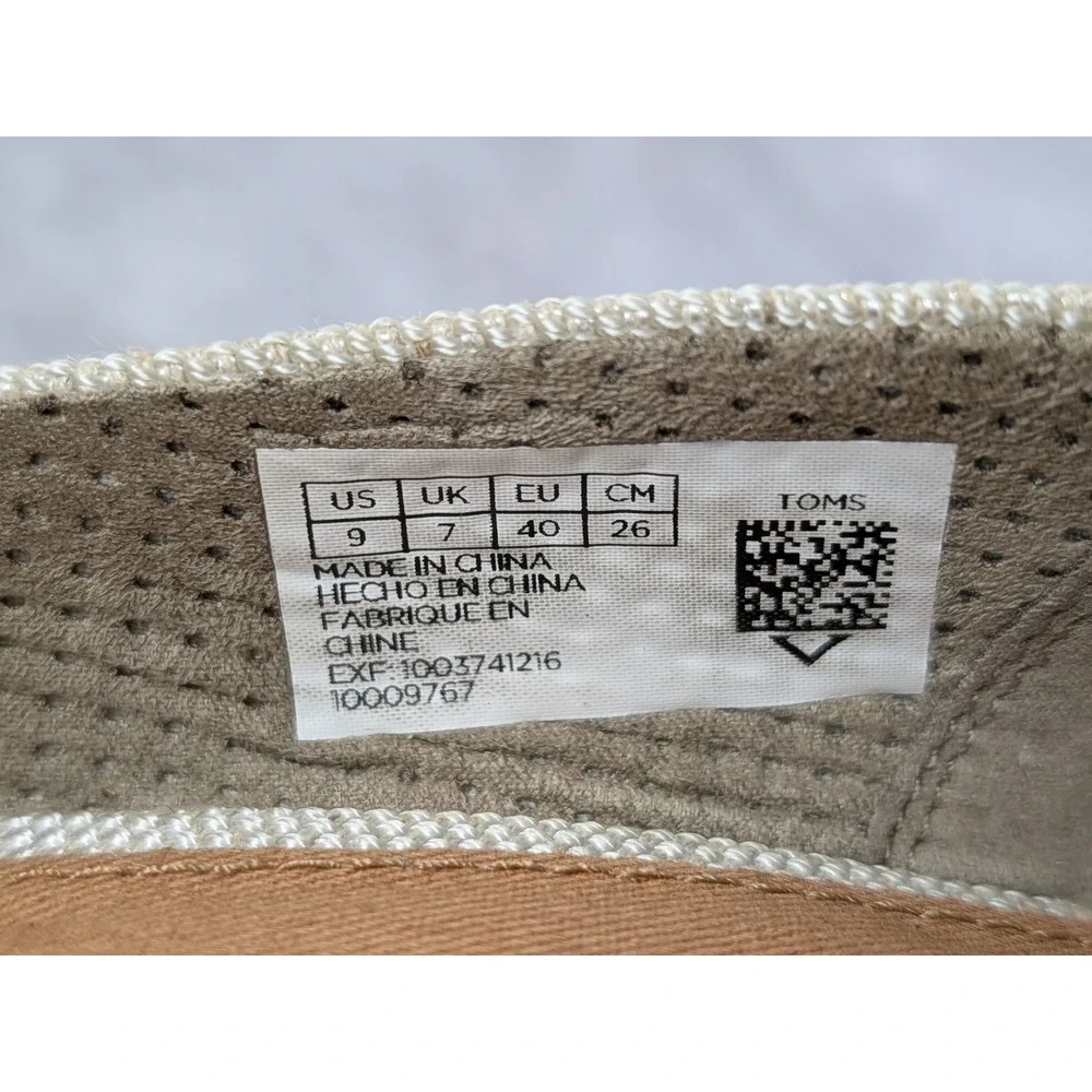TOMS Womens Peep Toe Wedge Heels Oatmeal Canvas Cork Platform Size 9 10009767